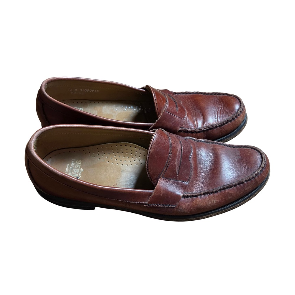 Sebago Handsewns Leather Penny Loafers Mens 13 A USA Ivy League Old Money